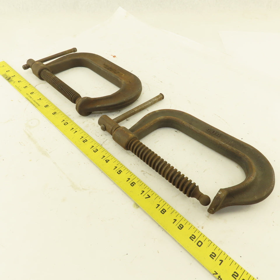 404 Drop Forged C-Clamp 4" Opening 3" Throat Depth Steel USA Lot of 2