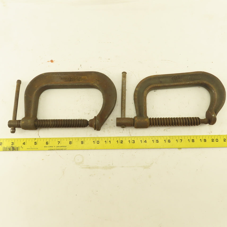 404 Drop Forged C-Clamp 4" Opening 3" Throat Depth Steel USA Lot of 2