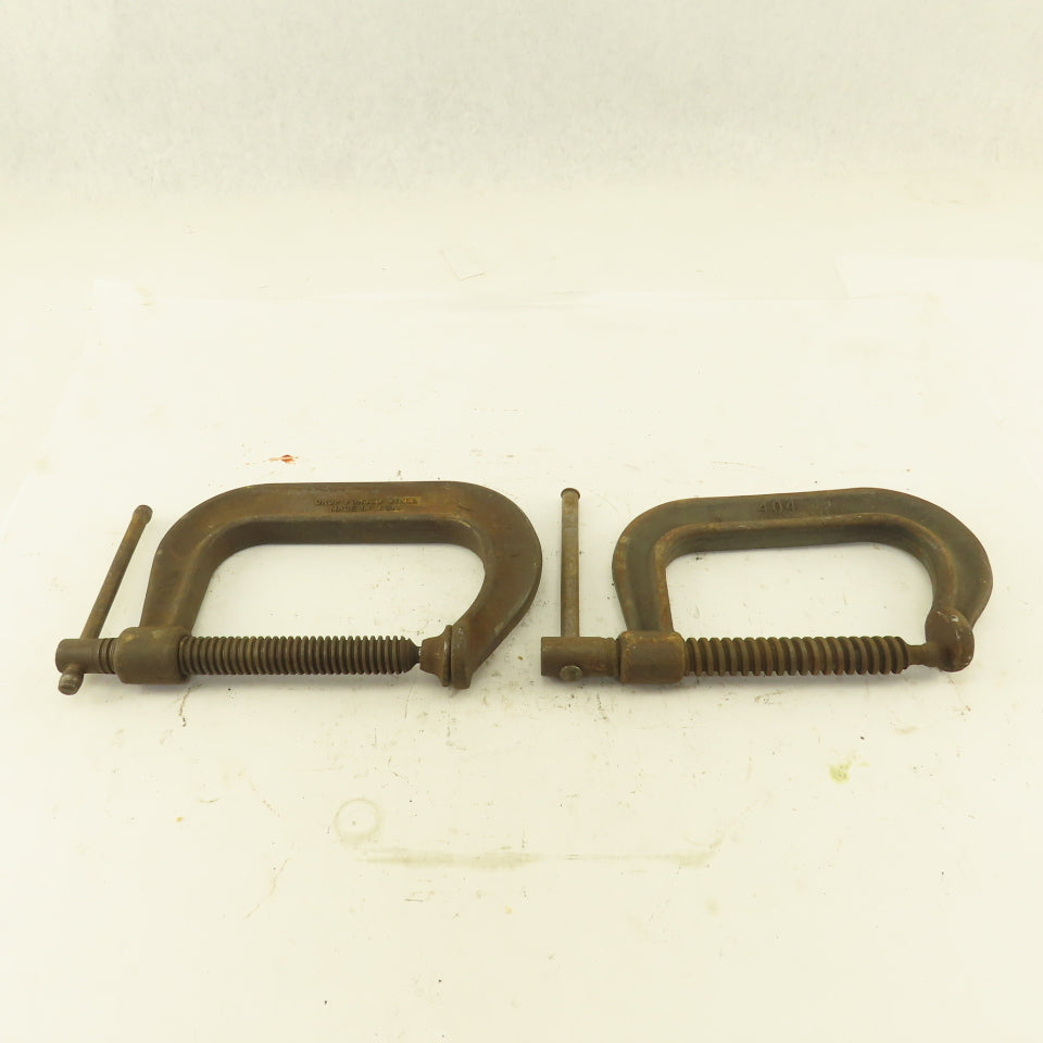 404 Drop Forged C-Clamp 4" Opening 3" Throat Depth Steel USA Lot of 2