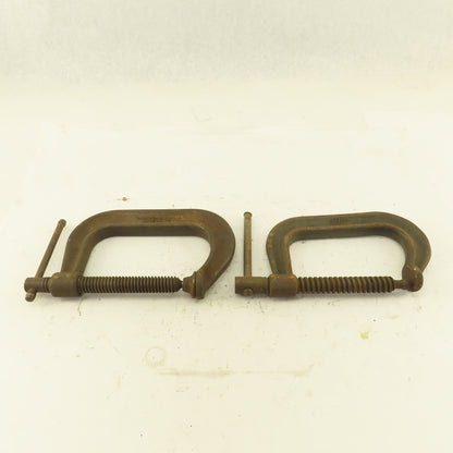 404 Drop Forged C-Clamp 4" Opening 3" Throat Depth Steel USA Lot of 2