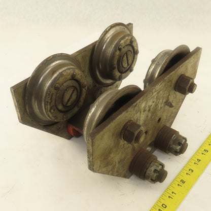 CM 1 Ton Low Headroom Pin Mount Manual Push Hoist Trolley 2" to 4-1/4" Beam
