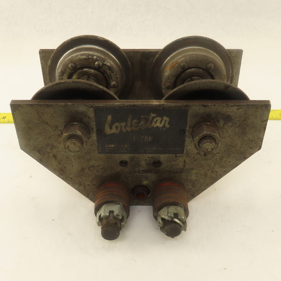 CM 1 Ton Low Headroom Pin Mount Manual Push Hoist Trolley 2" to 4-1/4" Beam