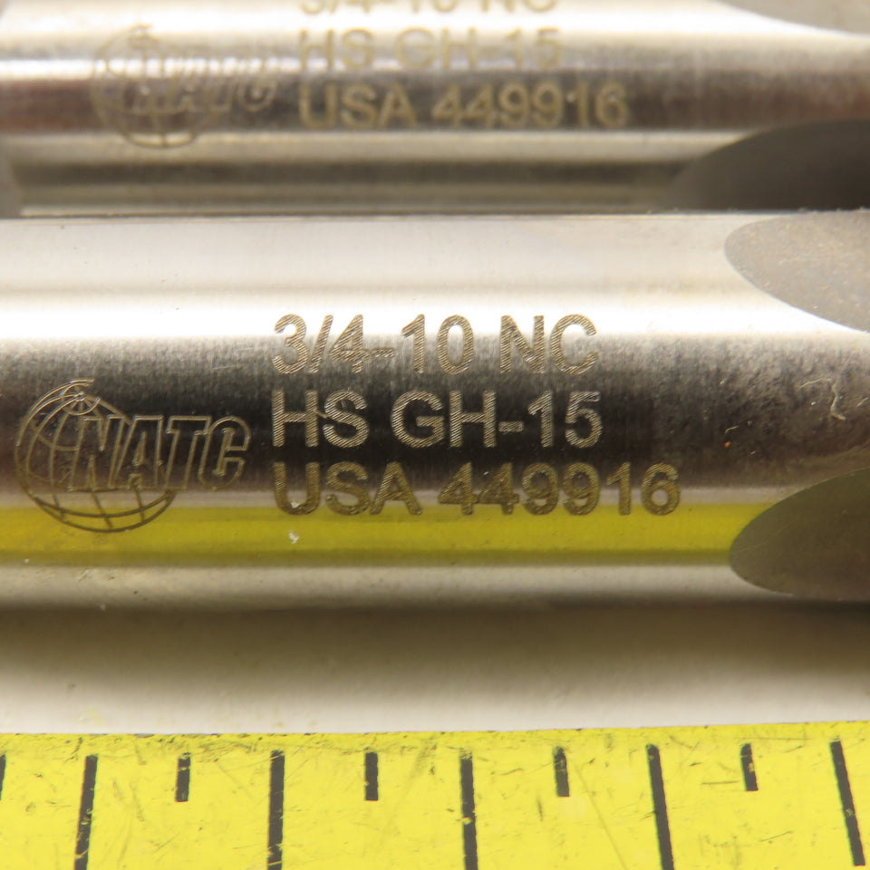 NATC 3/4"-10 NC HS GH-15 Plug Tap 4 Straight Flute Made In USA Lot Of 2