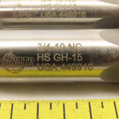 NATC 3/4"-10 NC HS GH-15 Plug Tap 4 Straight Flute Made In USA Lot Of 2