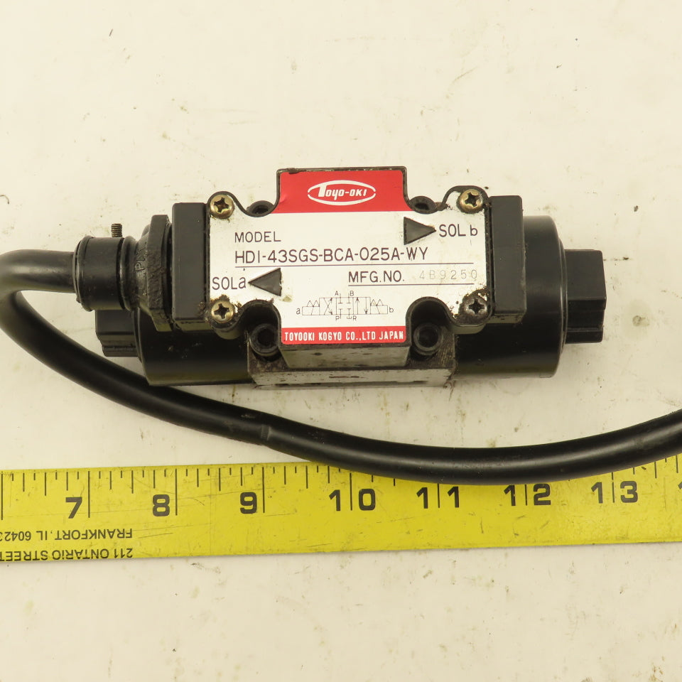 Toyooki HDI-43SGS-BCA-025A-WY Double Solenoid Hydraulic Valve 4/3 Closed 100V