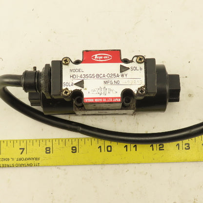 Toyooki HDI-43SGS-BCA-025A-WY Double Solenoid Hydraulic Valve 4/3 Closed 100V