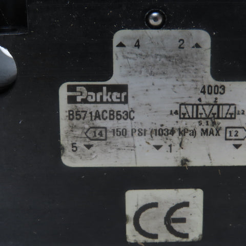 Parker B571ACB53C 5/3 Way Pneumatic Double Solenoid Directional Valve 120V Coil