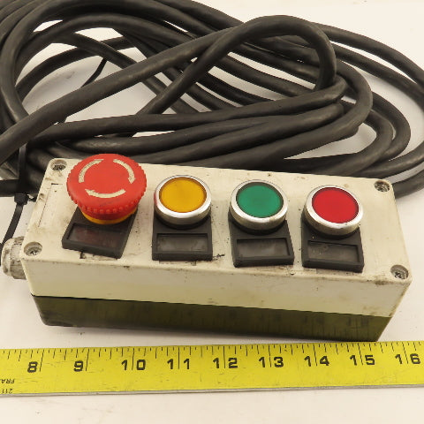 3Button Momentary Hand Pendant W/Twist Lock E-Stop & 14' Cord