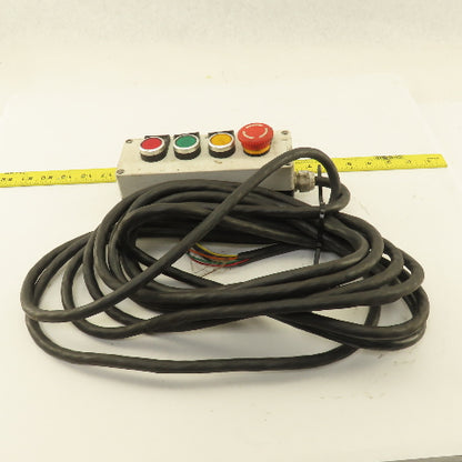 3Button Momentary Hand Pendant W/Twist Lock E-Stop & 14' Cord