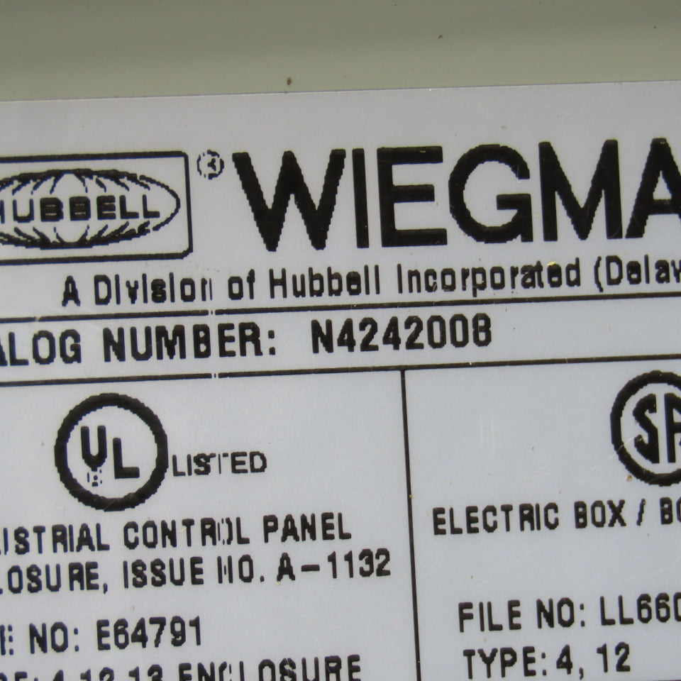 Weigmann N242008 Wall Mount Electrical Enclosure W/Back Plate 24"x20"x8"