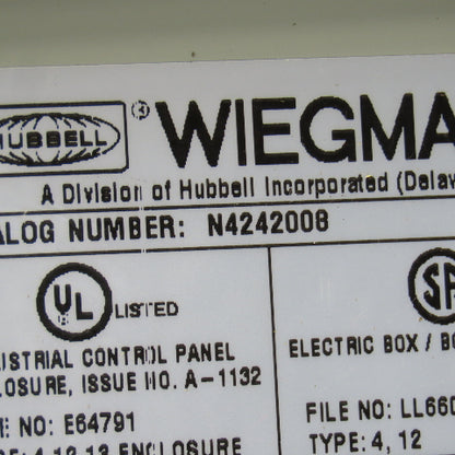 Weigmann N242008 Wall Mount Electrical Enclosure W/Back Plate 24"x20"x8"
