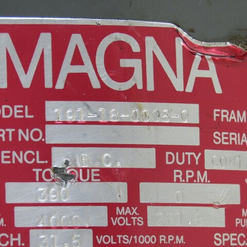 Magna 191-18-0008-0 DC Servo Motor 4000RPM 261.8V Max With Tachometer