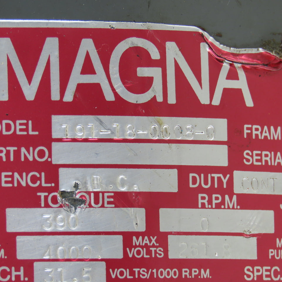 Magna 191-18-0008-0 DC Servo Motor 4000RPM 261.8V Max With Tachometer