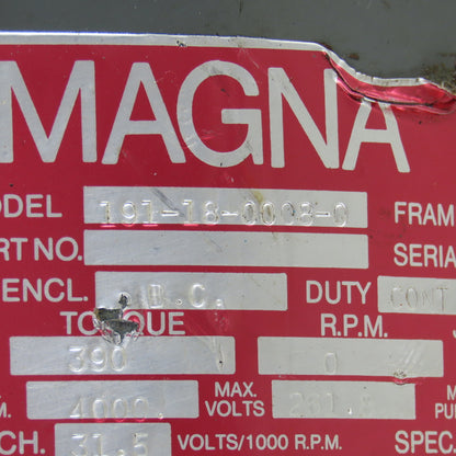 Magna 191-18-0008-0 DC Servo Motor 4000RPM 261.8V Max With Tachometer
