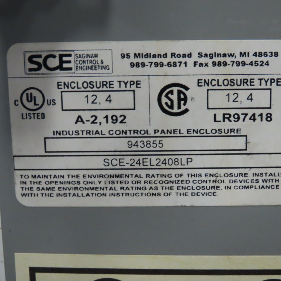 SCE 24EL2408LP Electrical Enclosure 24x24x8" Free Standing Hinged W/Back Plate