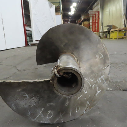 10" Diameter x 135" Long 1-1/2" ID Stainless Steel Mixing Conveyor Auger Screw