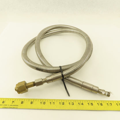 Stainless CGA-580 Compressed Gas Male x 1/4"Inverted Flare Gas Supply Line 74"