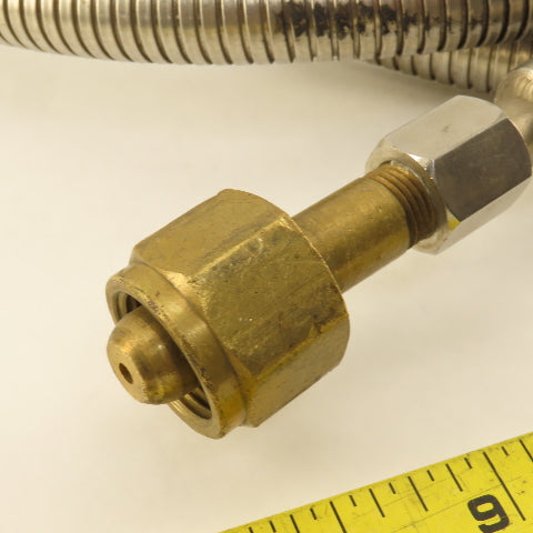 Stainless CGA-580 Compressed Gas Male x 1/4"Inverted Flare Gas Supply Line 74"