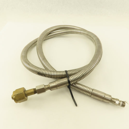 Stainless CGA-580 Compressed Gas Male x 1/4"Inverted Flare Gas Supply Line 74"