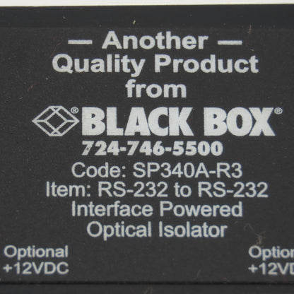 Black Box SP340A-R3 Interface Powered Optical Isolator Male/Female Serial Ports