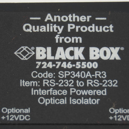 Black Box SP340A-R3 Interface Powered Optical Isolator Male/Female Serial Ports