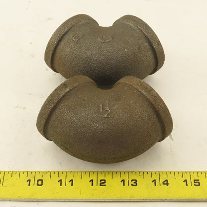 1-1/2" NPT 90° Elbow Malleable Iron Black Pipe Fitting Lot Of 2