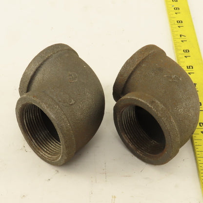 1-1/2" NPT 90° Elbow Malleable Iron Black Pipe Fitting Lot Of 2