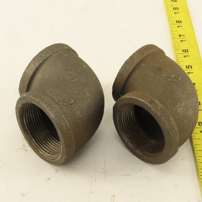 1-1/2" NPT 90° Elbow Malleable Iron Black Pipe Fitting Lot Of 2