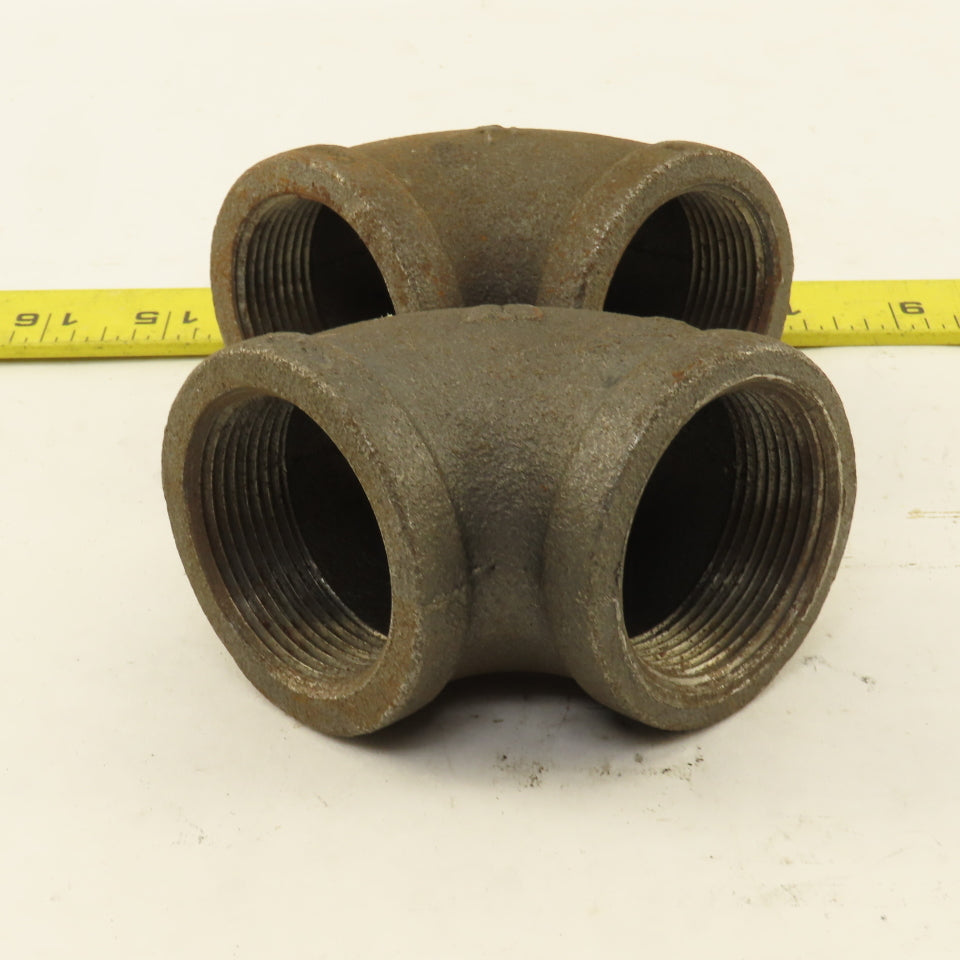 1-1/2" NPT 90° Elbow Malleable Iron Black Pipe Fitting Lot Of 2