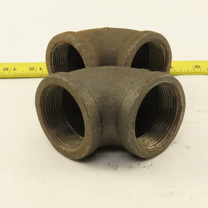 1-1/2" NPT 90° Elbow Malleable Iron Black Pipe Fitting Lot Of 2