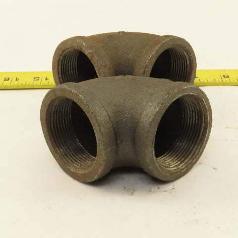 1-1/2" NPT 90° Elbow Malleable Iron Black Pipe Fitting Lot Of 2