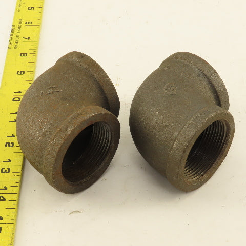 1-1/2" NPT 90° Elbow Malleable Iron Black Pipe Fitting Lot Of 2