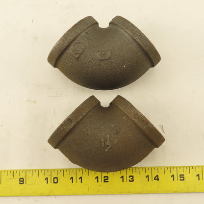 1-1/2" NPT 90° Elbow Malleable Iron Black Pipe Fitting Lot Of 2
