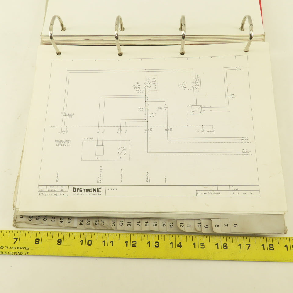 Bystronic Byspeed 3015-2 BTL 4000 Resonator Electrical Schematic Prints Book