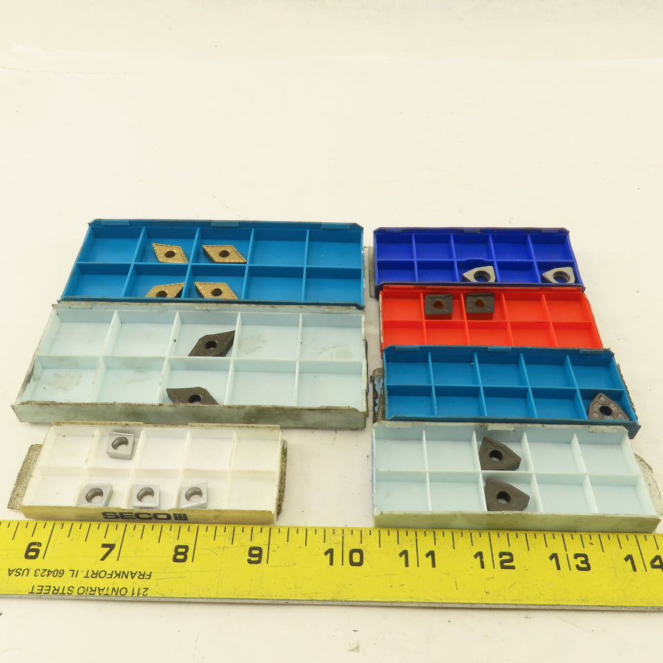 Seco Mixed Lot Carbide Tin Coated Rhombic, Triangle Indexing Insert Lot Of 15