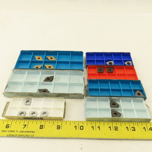 Seco Mixed Lot Carbide Tin Coated Rhombic, Triangle Indexing Insert Lot Of 15