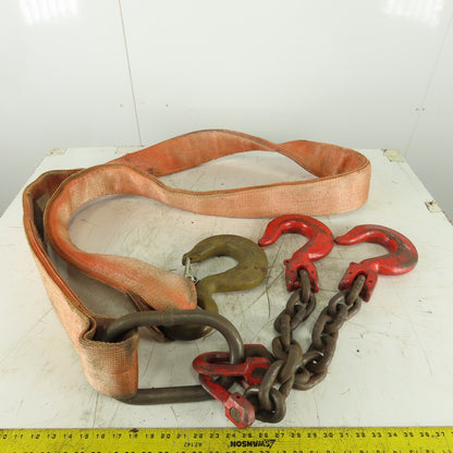 21,000lb Cap 4-1/2"x11' Nylon Bridle Sling 4 Ply W/Sling Hook W/Double Chain Leg