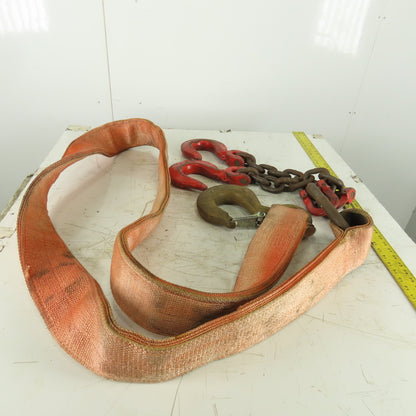 21,000lb Cap 4-1/2"x11' Nylon Bridle Sling 4 Ply W/Sling Hook W/Double Chain Leg