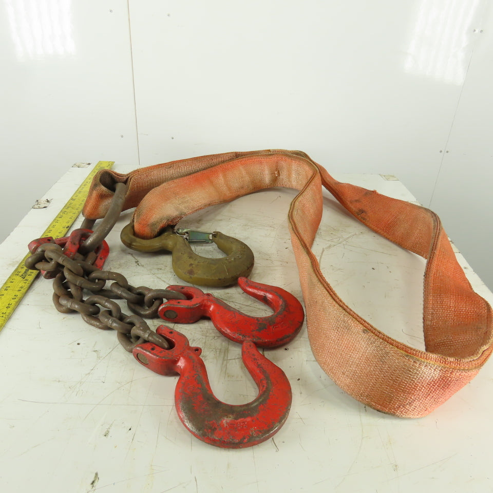 21,000lb Cap 4-1/2"x11' Nylon Bridle Sling 4 Ply W/Sling Hook W/Double Chain Leg
