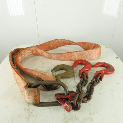 21,000lb Cap 4-1/2"x11' Nylon Bridle Sling 4 Ply W/Sling Hook W/Double Chain Leg