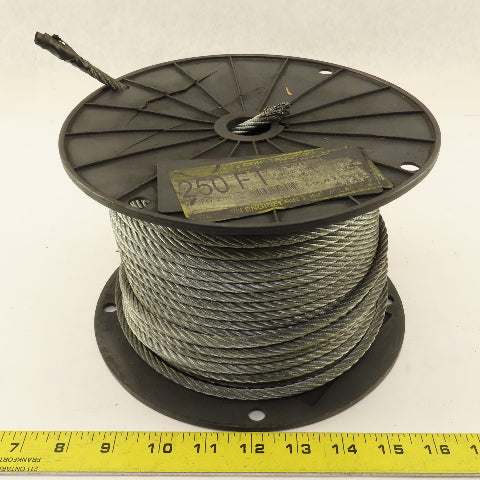 1/4" Steel Galvanized Air Craft Cable 1400 SWL 7x19  175' Roll