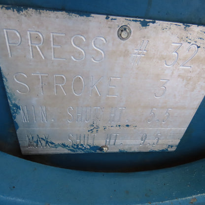 EW Bliss 21 M Mechanical 30 Ton OBI Punch Press 3" Stroke 9-1/2" Throat 230/460V