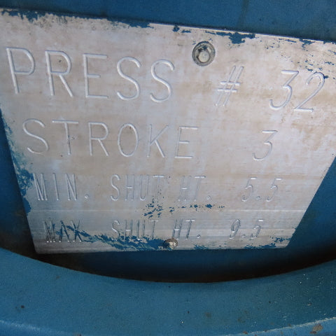 EW Bliss 21 M Mechanical 30 Ton OBI Punch Press 3" Stroke 9-1/2" Throat 230/460V