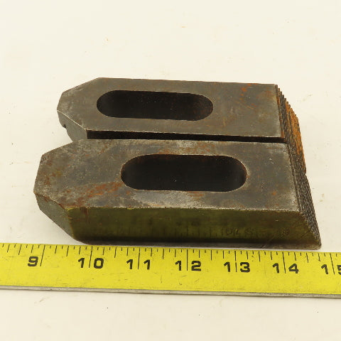 1-1/4"x2"x6" Serrated Steel Hold Down Slotted Heel Clamp Setup  Set Up Lot of 2