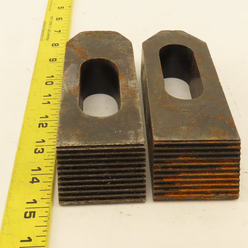 1-1/4"x2"x6" Serrated Steel Hold Down Slotted Heel Clamp Setup  Set Up Lot of 2