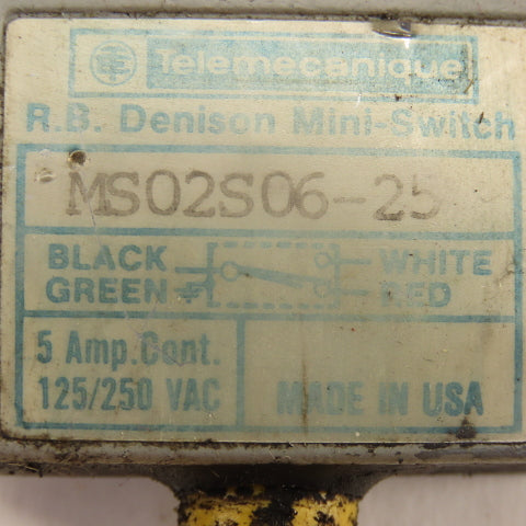 Telemecanique MS02S06-25 125/250VAC 5A Roller Plunger Limit Switch