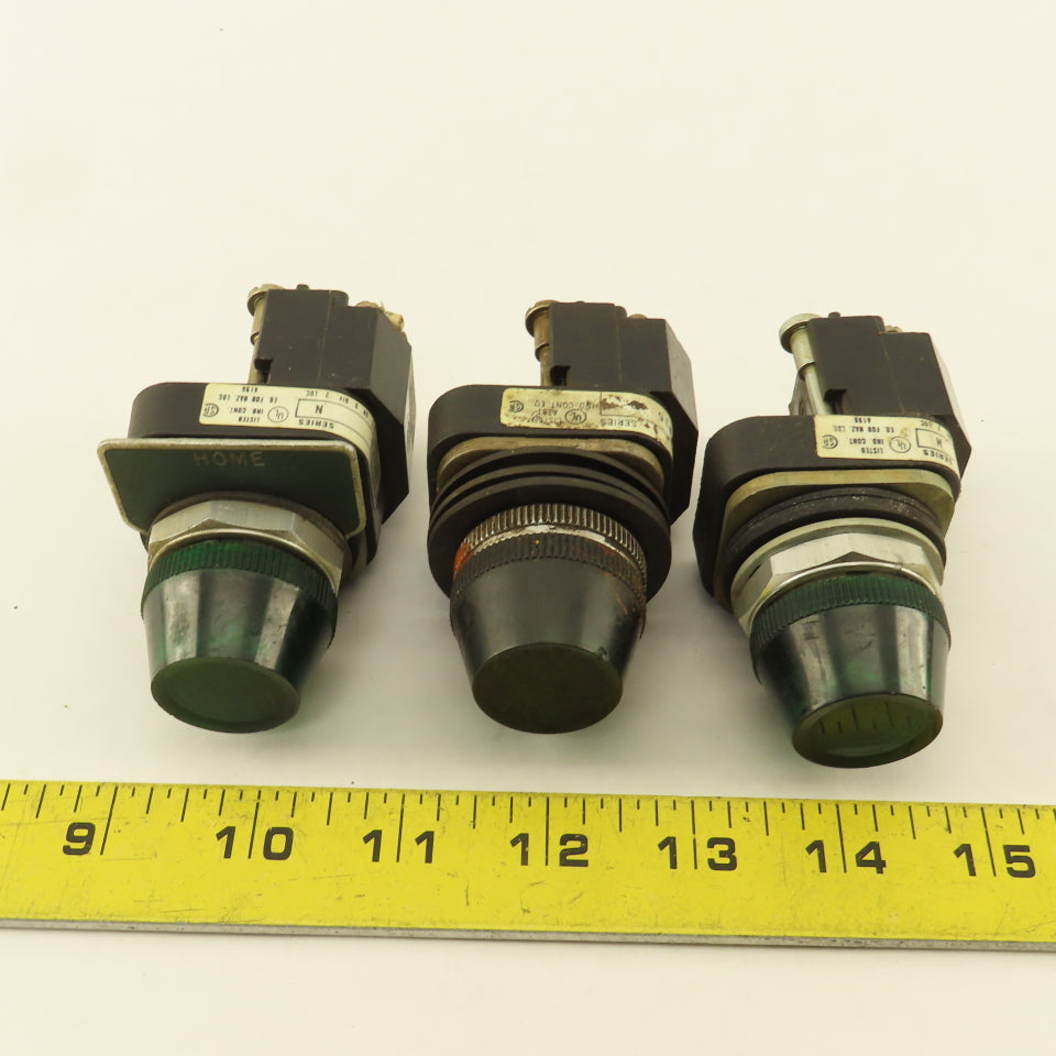 Allen Bradley 800T-P16 120V 50/60Hz Green Pilot Indicator Light Lot Of 3