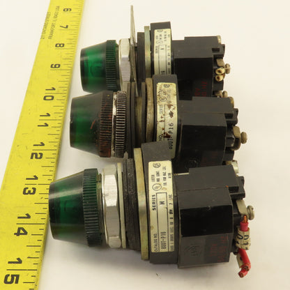 Allen Bradley 800T-P16 120V 50/60Hz Green Pilot Indicator Light Lot Of 3
