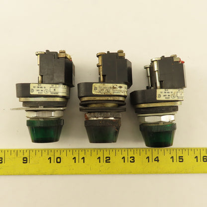 Allen Bradley 800T-P16 120V 50/60Hz Green Pilot Indicator Light Lot Of 3