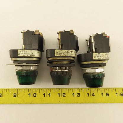 Allen Bradley 800T-P16 120V 50/60Hz Green Pilot Indicator Light Lot Of 3